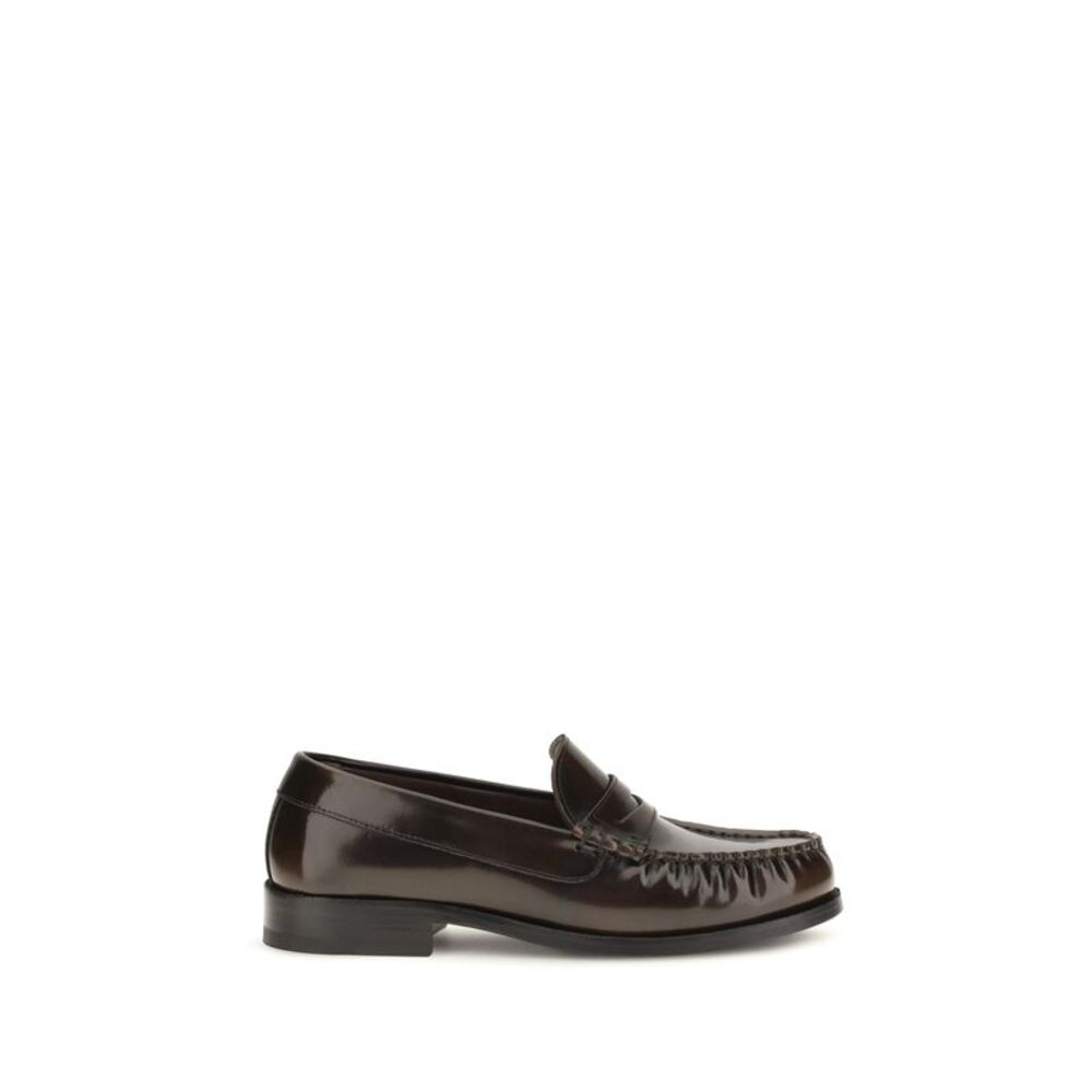 Alohas Women Rivet Vintage Brushed Leather Loafers